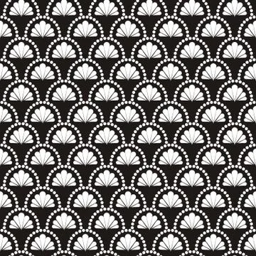 Vector abstract seamless wavy pattern with dotted geometrical fish scale layo Stock Illustration