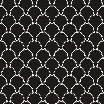 Vector abstract seamless wavy pattern with dotted geometrical fish scale layo Illustrazione stock