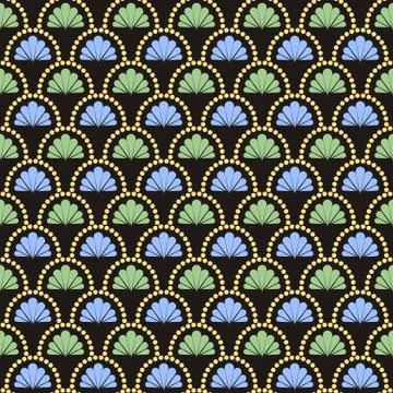 Vector abstract seamless wavy pattern with dotted geometrical fish scale layo Stock Illustration