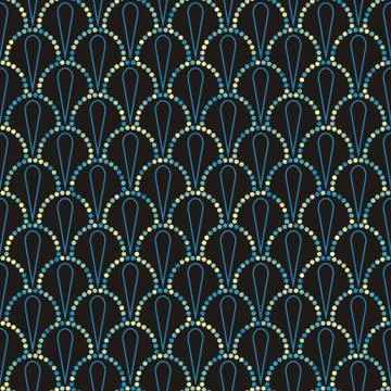 Vector abstract seamless wavy pattern with dotted geometrical fish scale layo Illustrazione stock