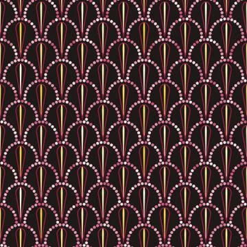 Vector abstract seamless wavy pattern with dotted geometrical fish scale layo Stock Illustration
