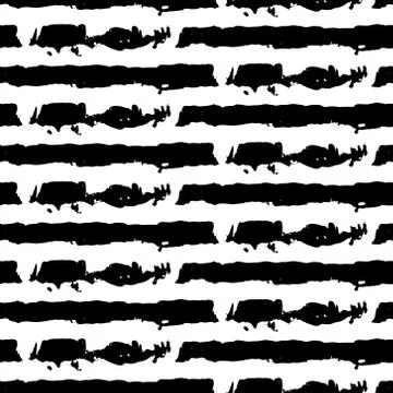 Vector abstract seamless wavy pattern. Hand drawn brush strokes illustration. Stock Illustration