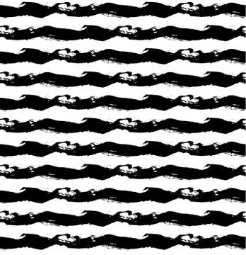 Vector abstract seamless wavy pattern. Hand drawn brush strokes illustration. Stock Illustration