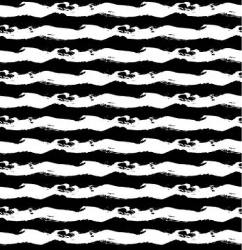 Vector abstract seamless wavy pattern. Hand drawn brush strokes illustration. Stock Illustration