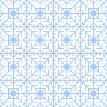 Vector abstract seamless winter pattern with geometric ornaments, blue styliz Stock Illustration