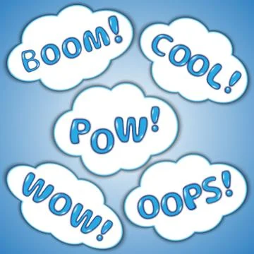 Vector abstract set of comic bubbles with exclamations Stock Illustration