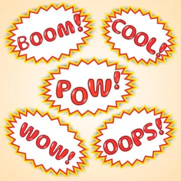 Vector abstract set of comic bubbles with exclamations Illustrazione stock