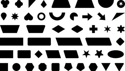Vector Abstract Shape Collection, Geometric Shapes set - modern and retro Stock Illustration