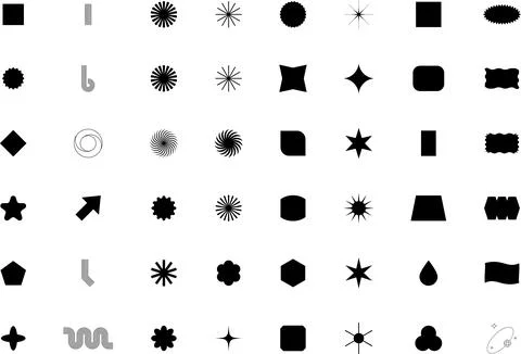 Vector Abstract Shape Collection, Geometric Shapes set - modern and retro Stock Illustration