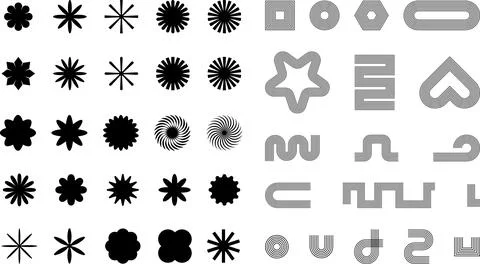 Vector Abstract Shape Collection, Geometric Shapes set - modern and retro Stock Illustration