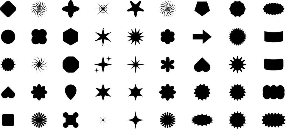 Vector Abstract Shape Collection, Geometric Shapes set - modern and retro Illustrazione stock