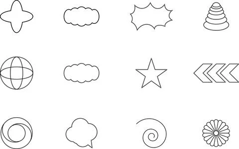 Vector Abstract Shape Collection, Geometric Shapes set primitive design elements イラスト素材