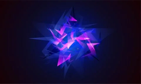 Vector abstract shapes explosion. Shards of broken glass. Glowing dynamic Illustrazione stock