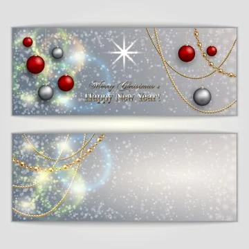Vector abstract silver Christmas and New Year Greeting or Invitation Stock Illustration