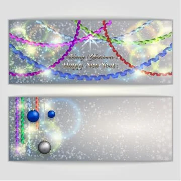 Vector abstract silver Christmas and New Year Greeting or Invitation Stock Illustration