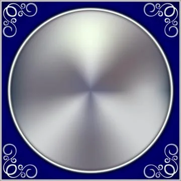 Vector abstract silver circle on blue background with ornament Stock Illustration