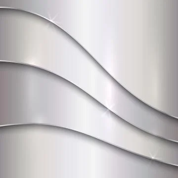 Vector abstract silver metallic background with curves Stock Illustration
