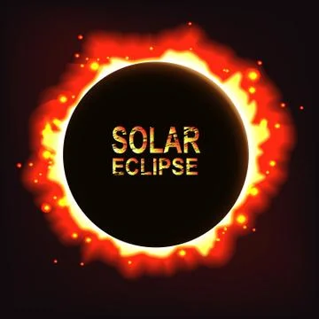 Vector abstract solar eclipse background with Solar eclipse words. Stock Illustration