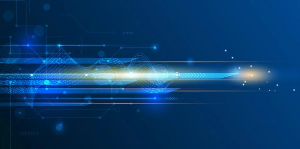 Vector Abstract speed and motion blur over dark blue background Stock Illustration