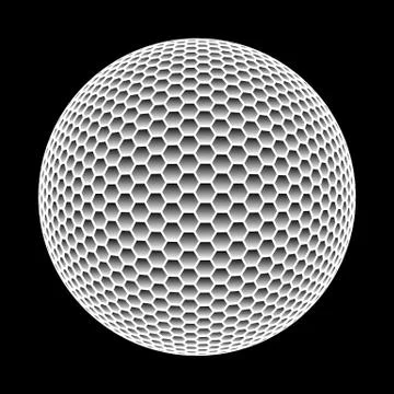 Vector abstract sphere made of hexagons isolated on black background. Illustrazione stock