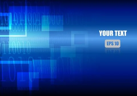 Vector : Abstract square and binary number on blue background Stock Illustration