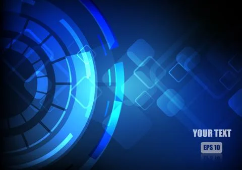 Vector : Abstract square and circle with blue background Stock Illustration