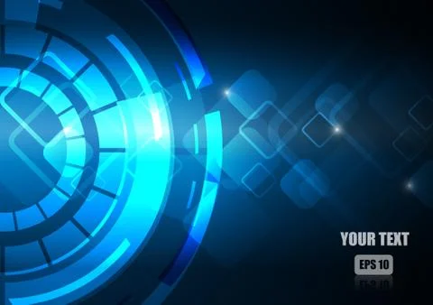 Vector : Abstract square and circle with blue background Stock Illustration