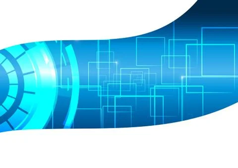 Vector : Abstract square and circle with blue background Stock Illustration