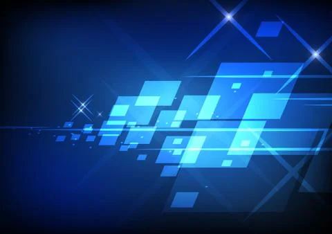 Vector : Abstract square and line on blue background Stock Illustration
