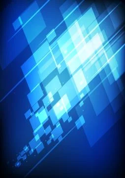 Vector : Abstract squares and lines on blue background Stock Illustration