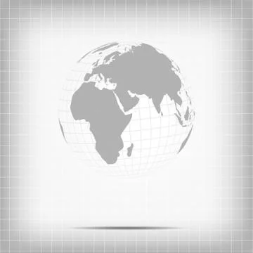 Vector : Abstract squares with world on white background Stock Illustration