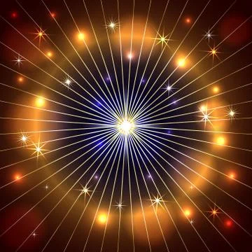 Vector abstract star, rays and fire dark background Stock Illustration