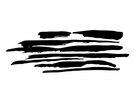 Vector Abstract Stripe Brush Stroke Hand Drawn Texture in Black Color Sketch Stock Illustration