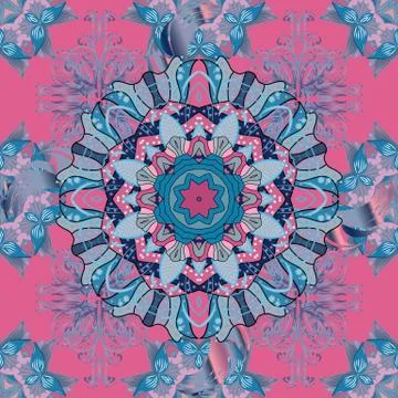 Vector abstract stylized colored mandala. Intricate colored Arabesque with on a Illustrazione stock