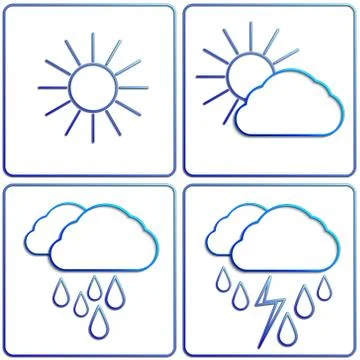 Vector abstract summer day weather flat image set Stock Illustration