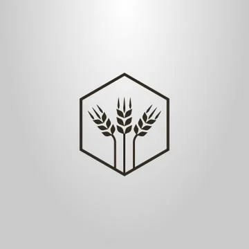 Vector abstract symbol of three wheat ears in a hexagon frame Иллюстрация