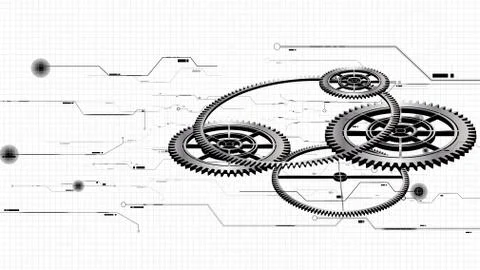 Vector abstract technological gear sketch background Stock Illustration
