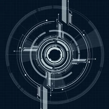 Vector abstract technological interface on grid style background Stock Illustration