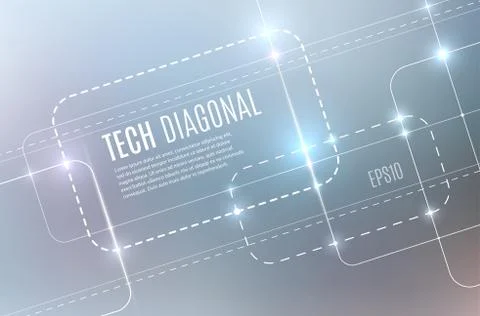 Vector abstract technology background wth square with round corn Stock Illustration