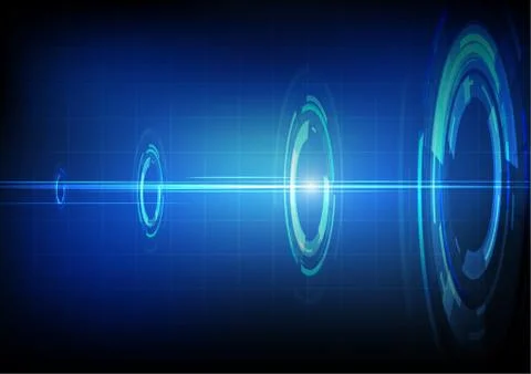 Vector : Abstract technology circles with stripes on blue background Stock Illustration