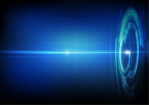 Vector : Abstract technology circles with stripes on blue background Stock Illustration