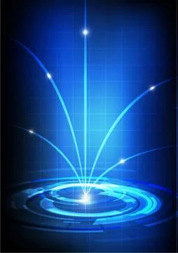 Vector : Abstract technology circles with stripes on blue background Stock Illustration