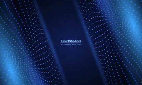 Vector abstract technology digital wave of particles mesh background. Network Illustrazione stock