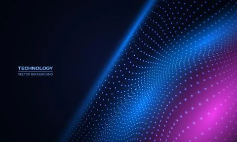 Vector abstract technology digital wave of particles mesh background. Network Stock Illustration