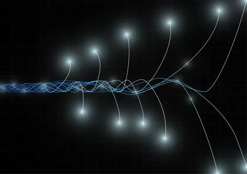 Vector : Abstract technology wire lines on black grid background Stock-Illustration