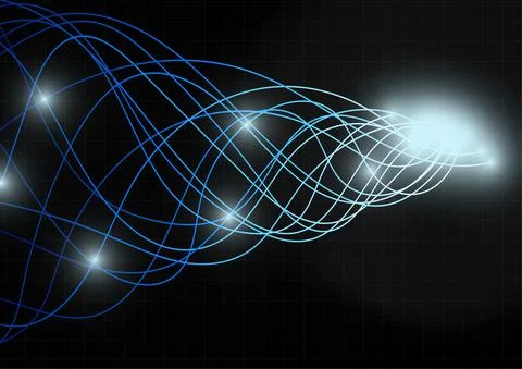 Vector : Abstract technology wire lines on black grid background Stock Illustration