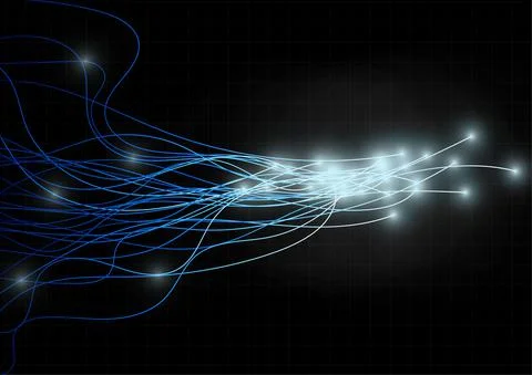 Vector : Abstract technology wire lines on black grid background Stock Illustration