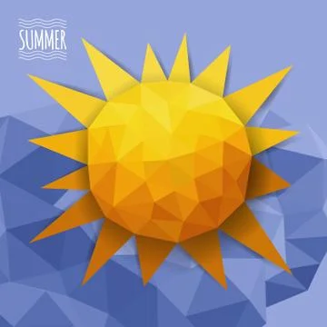 Vector abstract triangle with clouds and sun Stock Illustration