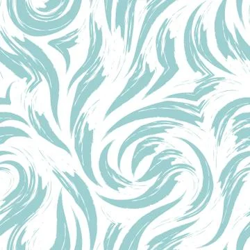 Vector abstract turquoise wave or swirl seamless pattern isolated on white Stock Illustration