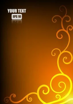 Vector : Abstract vines on yellow background Stock Illustration